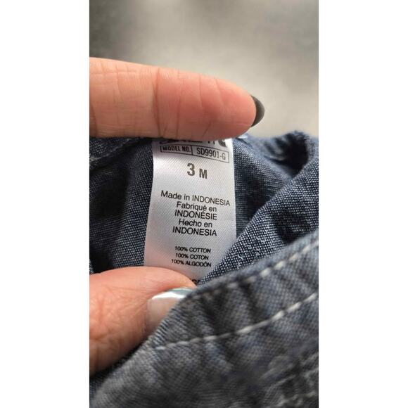 Carhartt Infant Denim Overalls 3M Blue Clover Print Baby Jumpsuit Romper - Picture 2 of 4